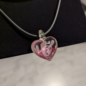 Glass shaped heart shaped necklace
